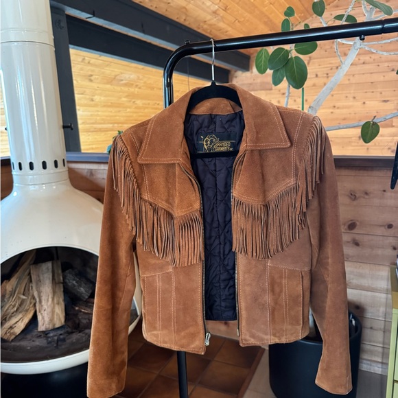 Branded Garments INC Jackets & Blazers - Vintage Women’s Brown Suede Fringe zip up Jacket